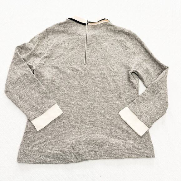J. Crew Heather Grey Sweater Cream Collar Top Size L - Picture 5 of 5